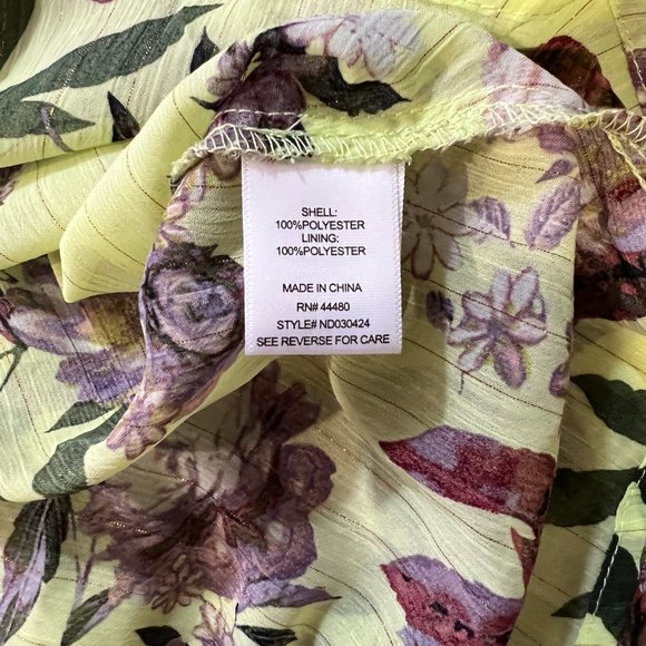 NWOT FOURTEENTH PLACE Ella Long Sleeve Chiffon Tiered Maxi Dress in Yellow Bouqu - Picture 9 of 11